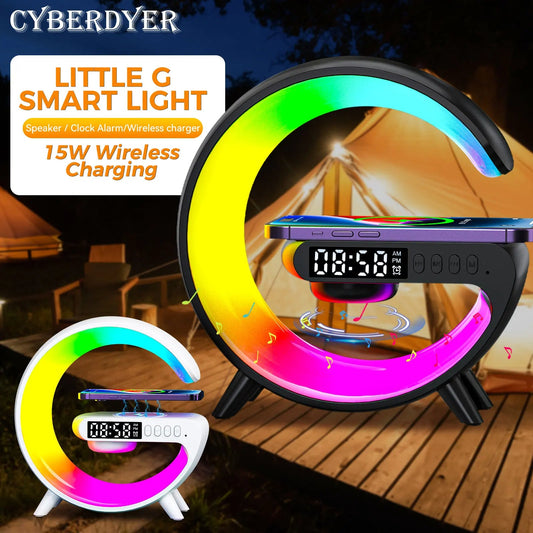 All-in-One Wireless Charging Station – 15W Fast Charger, Speaker, RGB Night Light & More!"